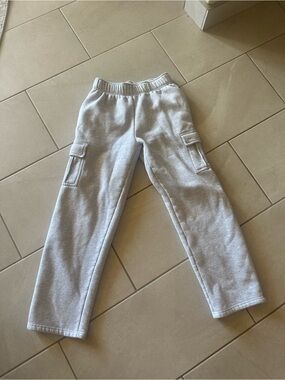 Kids Gray Cargo Sweatpants with Elastic Waistband